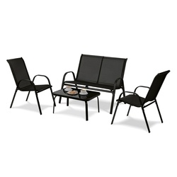 Zestaw ogrodowy stolik ze szklanym blatem ławka i 2 krzesła Tadar Panama