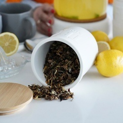 Komplet 3 pojemników Konighoffer Ceramic Kawa Herbata Cukier 13,8 x 11,2 cm biały mat